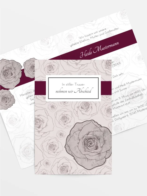 Trauerkarte Rosenmeer hoch