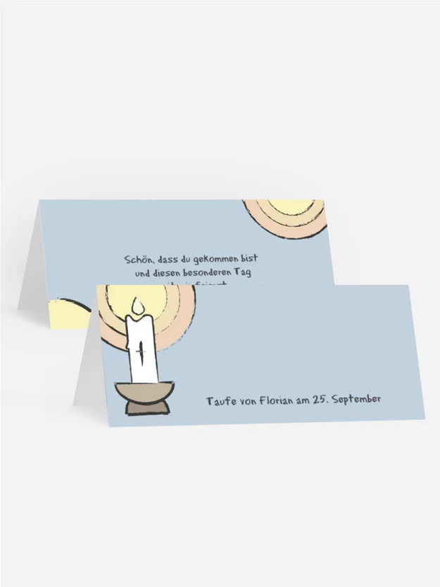 Tischkarte Taufe Kerzenschein Tischkarte Taufe Kerzenschein