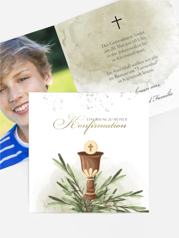Einladungskarte Konfirmation Kelch