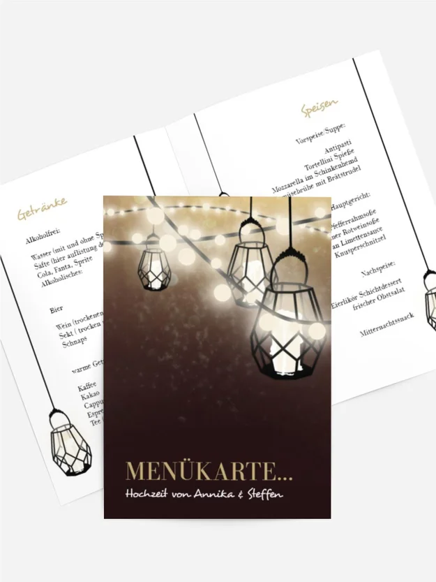 Hochzeitsmenükarte Vintage Laterne Hochzeitsmenükarte Vintage Laterne