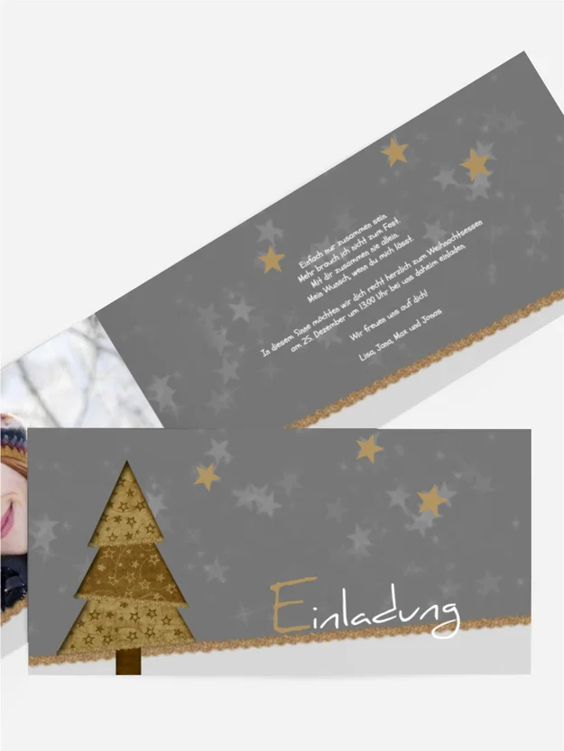 Weihnachtseinladung Privat Farbbäumchen