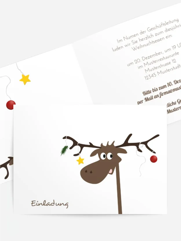 Weihnachts Einladungskarte geschäftlich Elch
