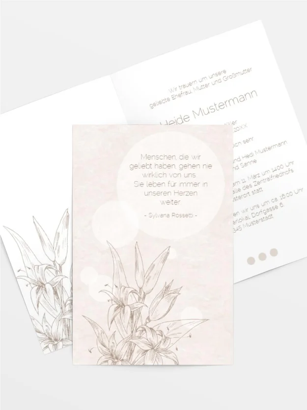 Trauerkarte Lilien hoch