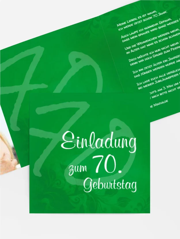 Geburtstagseinladung floral verspielt 70 Foto