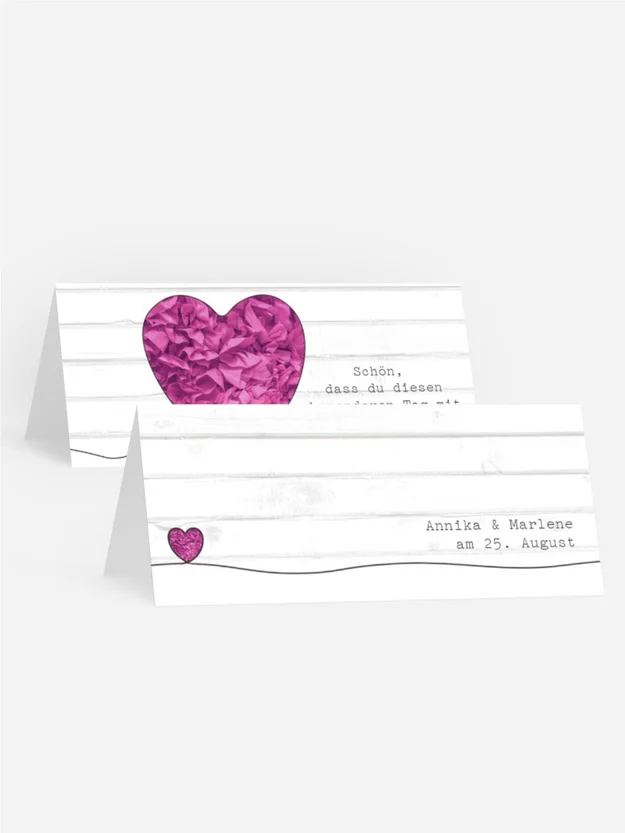 Tischkarte zur Hochzeit Mrs+Mrs