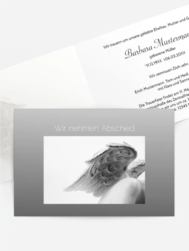 Trauerkarte Engel quer