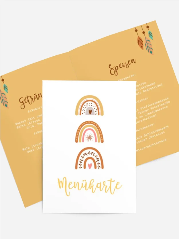 Menükarte Taufe Drei Regenbögen