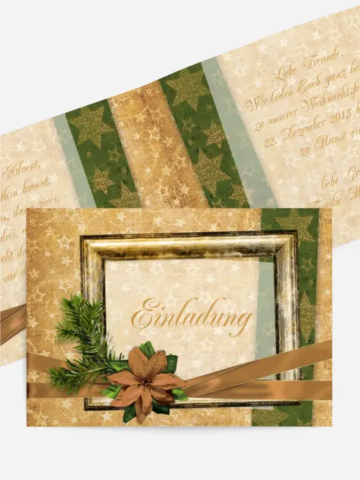 Weihnachtseinladung Goldenes Geschenk