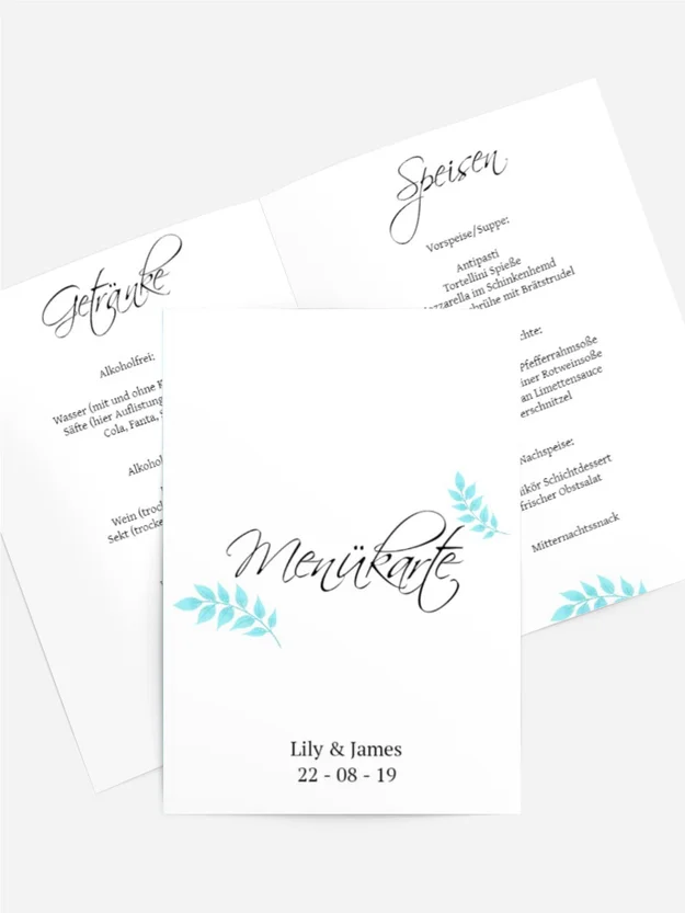 Menükarte Blattbogen