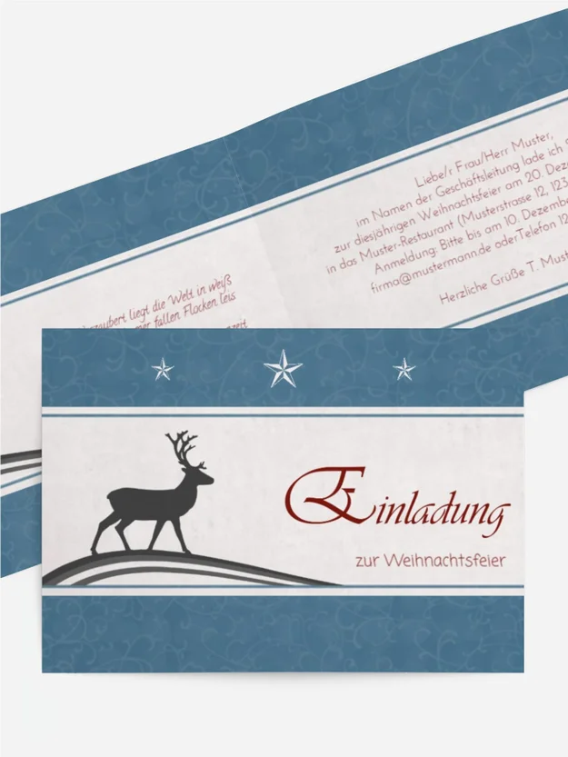 Weihnachtseinladung Geschäftlich classic Elch Weihnachtseinladung Geschäftlich classic Elch