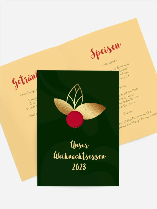 Menükarte Weihnachten Goldene Blätter
