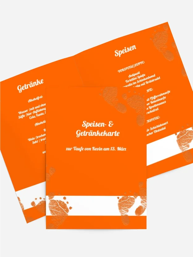 Menükarte Taufe Footprints