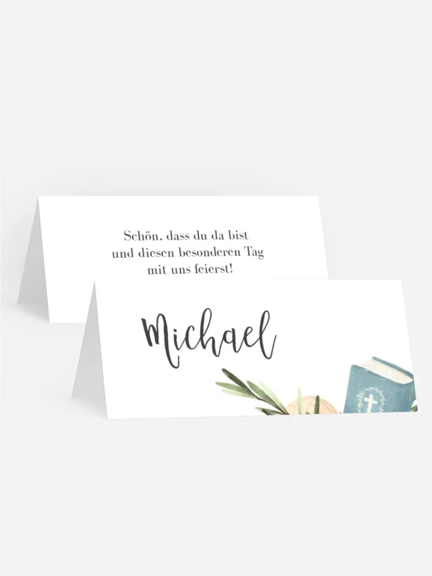 Tischkarte Konfirmation Kommunionskörbchen