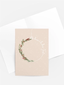 Aquarell Weihnachtskarte „Besinnliches Fest“ mit zarter Christbaumkugel