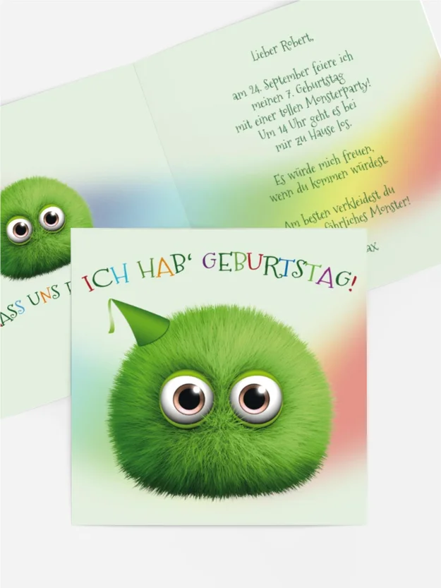 Geburtstagseinladung Flauschkugel