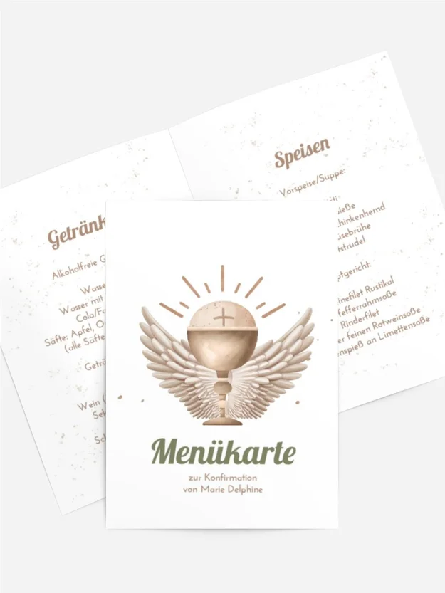 Menükarte Konfirmation Engel's Flügel Menükarte Konfirmation Engel's Flügel