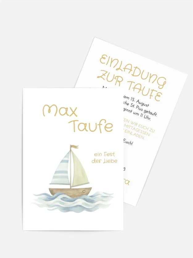 Einladungskarte Taufe Einsames Boot