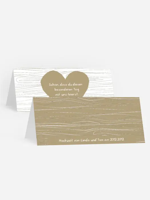 Hochzeits Tischkarte heart bark