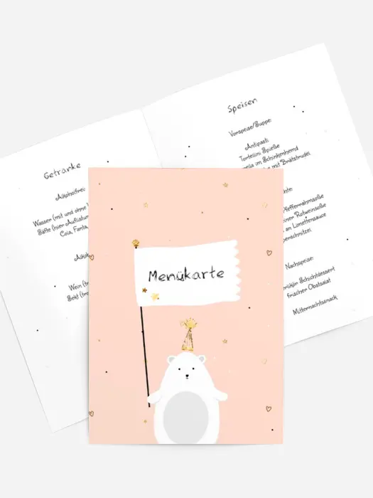 Menükarte Geburtstag Eisbär