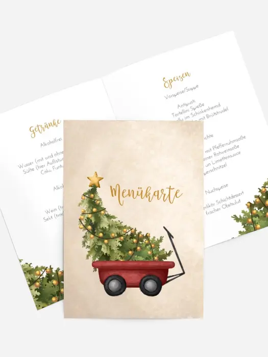 Menükarte Weihnachten Weihnachtswagen