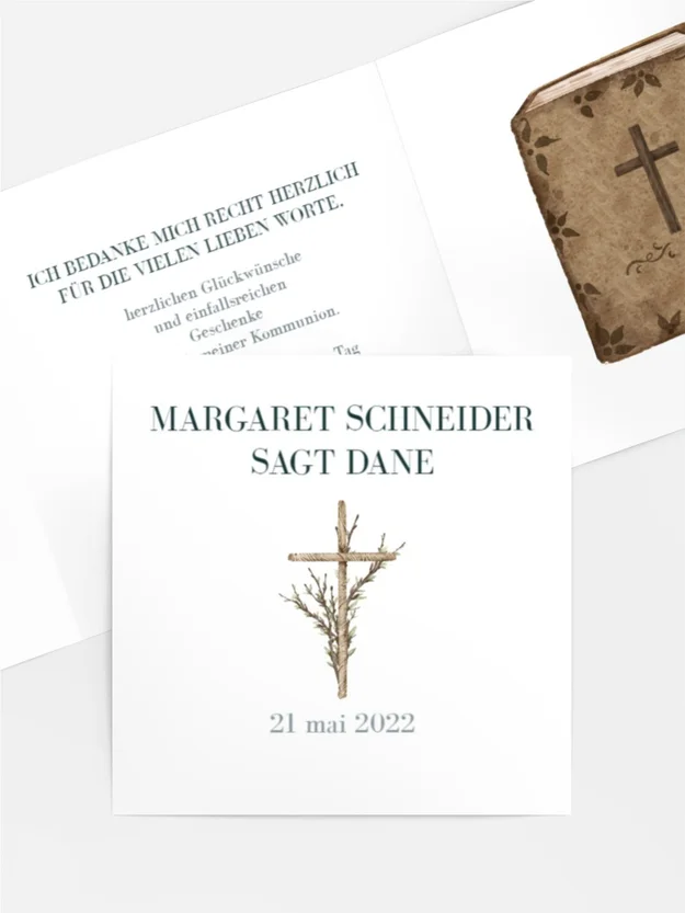 Dankeskarte Kommunion  Freiheit und Glaube