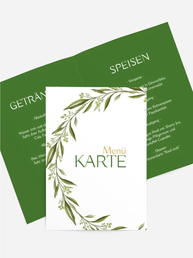 Menükarte Geburtstag Grüne Jahre