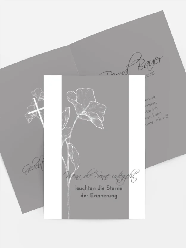 Sterbebildkarte Trauerkarten Mohnblumen