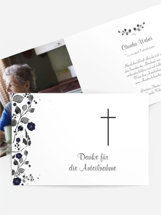 Trauerdanksagung Schlichte Blumenpracht