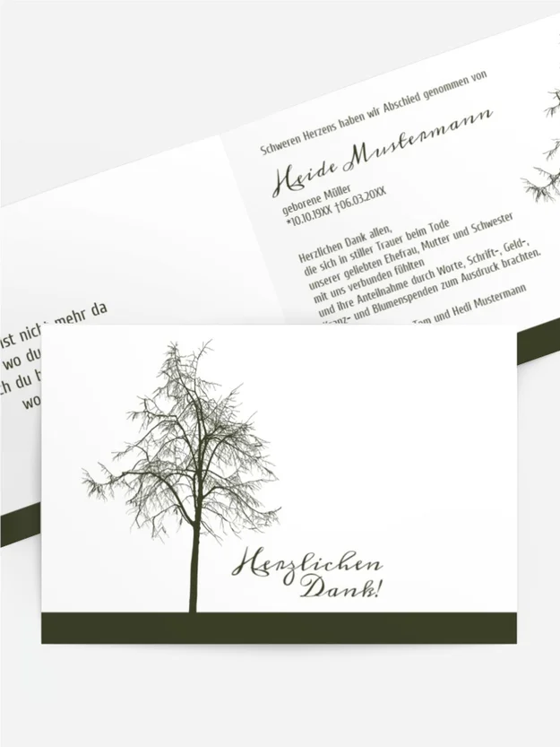 Trauerdanksagung Tree quer Trauerdanksagung Tree quer