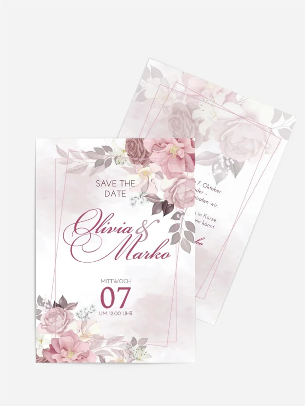 Save the Date Karte Rosa Umarmungen