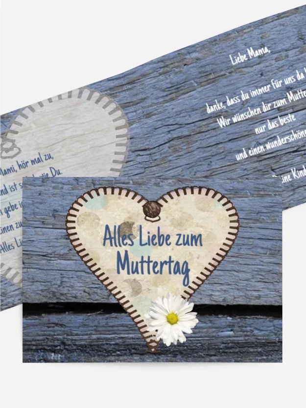 Muttertagskarte Holzherz Muttertagskarte Holzherz