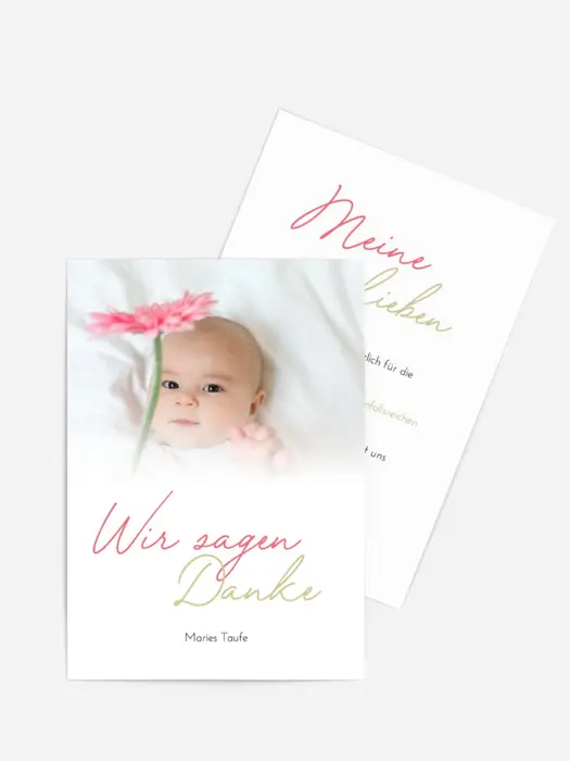 Dankeskarte Taufe Scharlachrote Blume