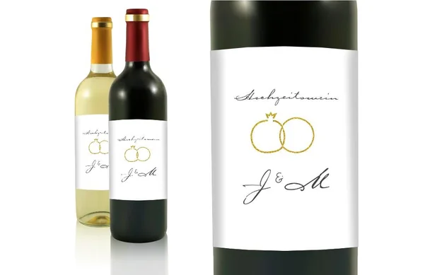 Hochzeit Flaschenetiketten Kreis-Ringe