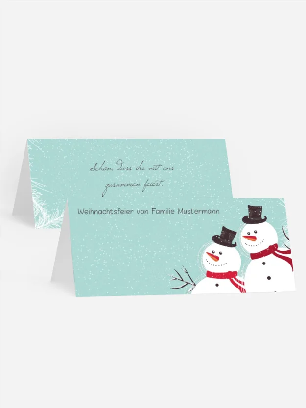 Weihnachtstischkarte Schneemänner