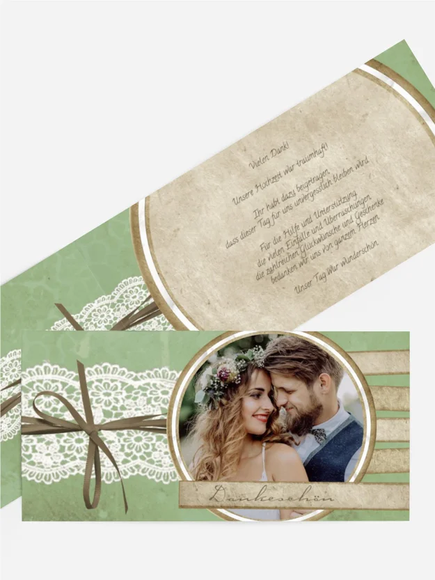 Dankeskarte Hochzeit "Vintage Lace"