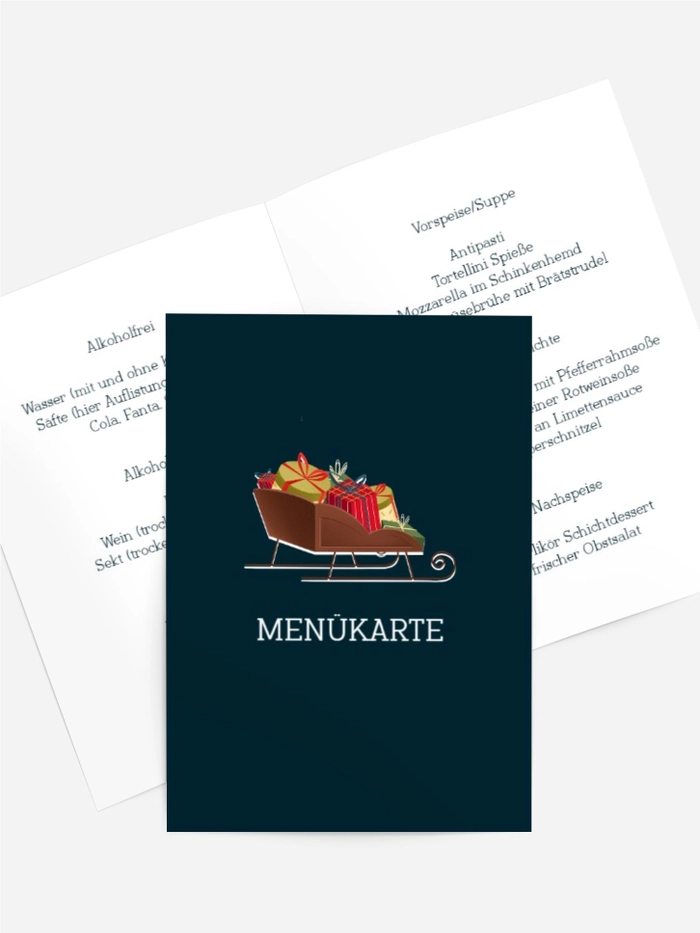 Menükarte Weihnachten Schlitten Vom Weihnachtsmann