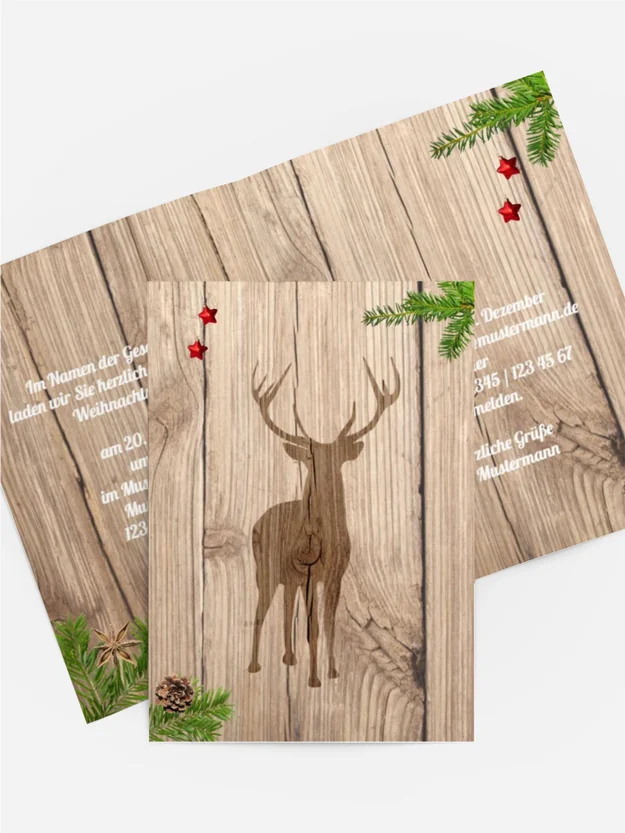 Weihnachts Einladungskarte geschäftlich Holztisch Weihnachts Einladungskarte geschäftlich Holztisch