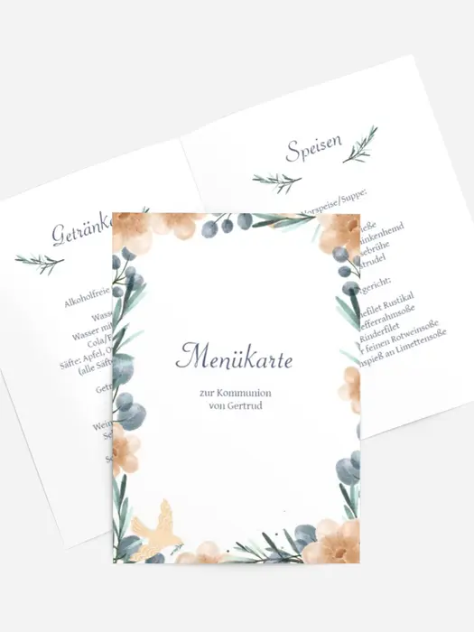 Menükarte Kommunion Frühlingssegen