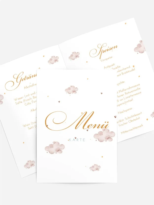 Menükarte Taufe Luftballons am Himmel