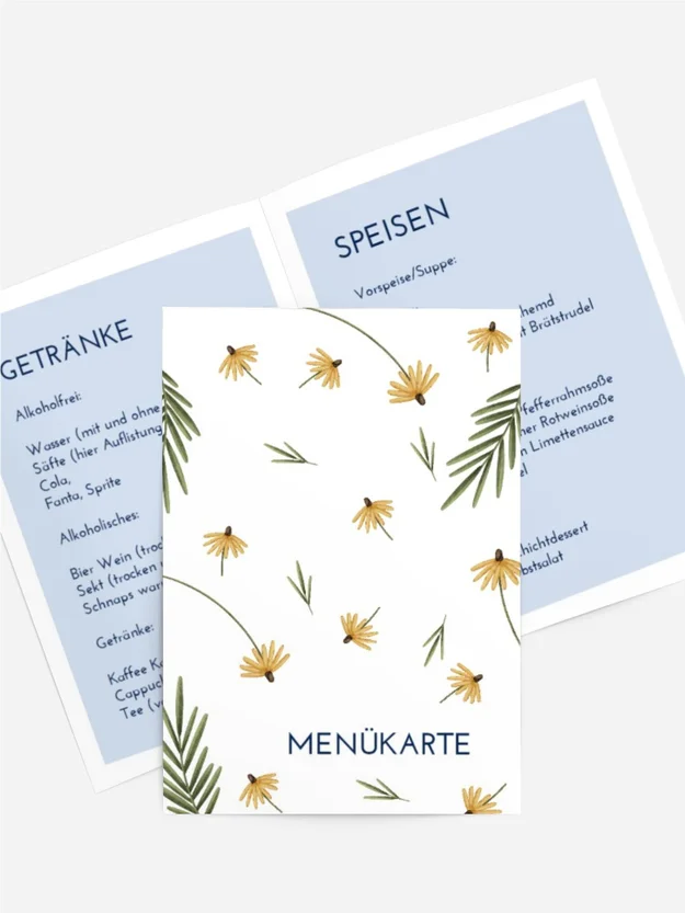 Menükarte Geburtstag Gelbe Gänseblümchen Menükarte Geburtstag Gelbe Gänseblümchen