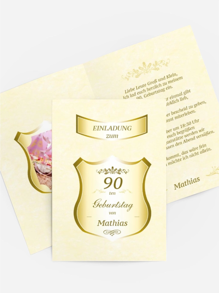 Geburtstagseinladung 90 label Foto