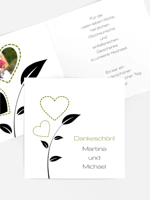 Dankeskarte Hochzeit "Herzblume"