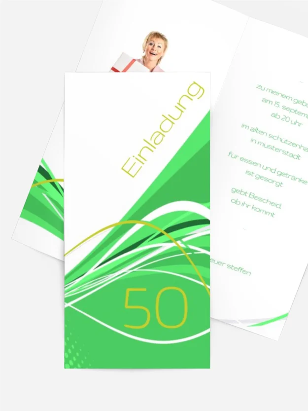 Einladungskarte Geburtstag Welle 50 Foto