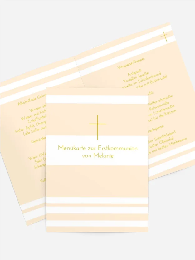 Kommunion Menuekarte Kreuz Kommunion Menuekarte Kreuz
