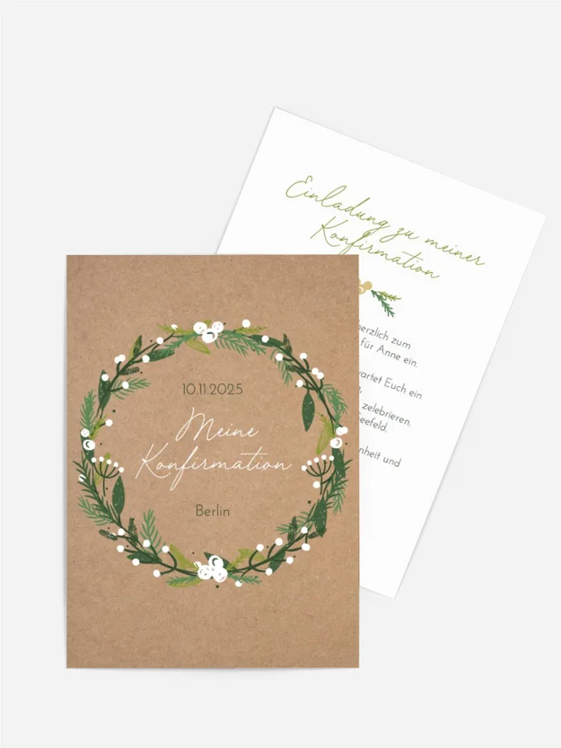 Einladungskarte Konfirmation Blätter der Heiligkeit