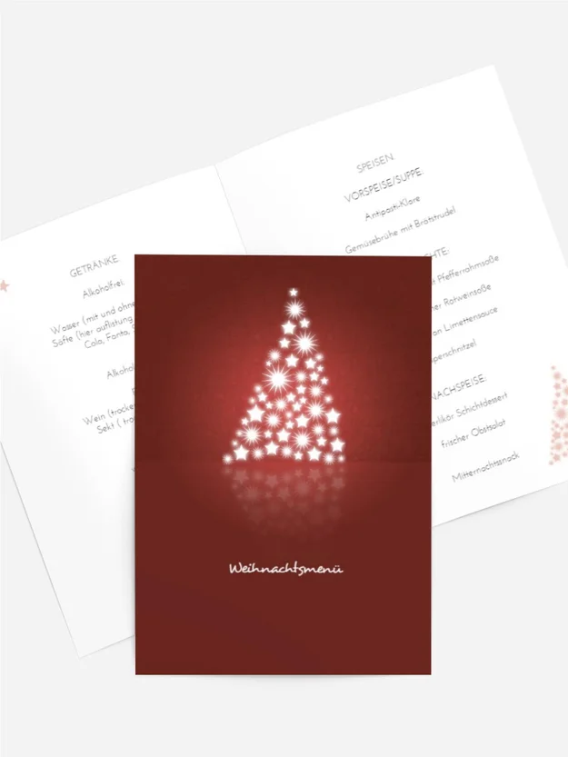 Weihnachten Menükarte Spiegelbaum