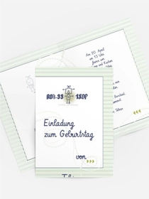 Einladungskarte Geburtstag kleiner Roboter