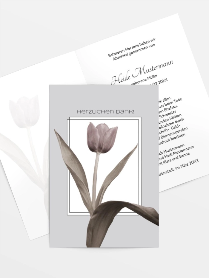 Trauerdanksagung Tulpe hoch Trauerdanksagung Tulpe hoch