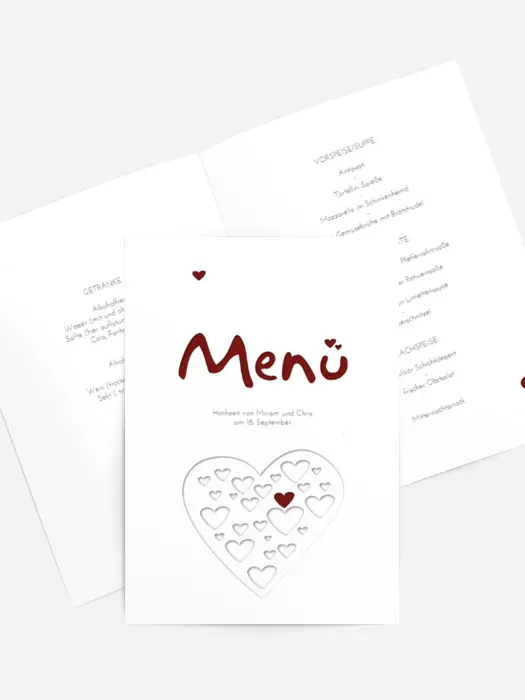 Menükarte Herzform