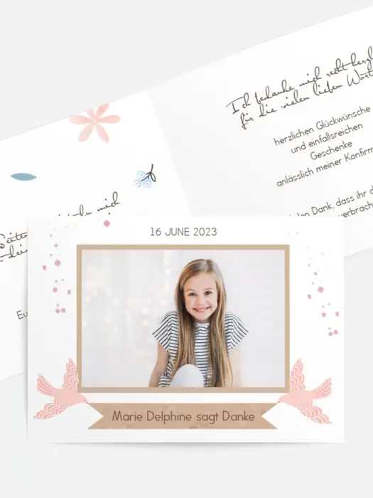 Dankeskarte Konfirmation Tauben des Friedens